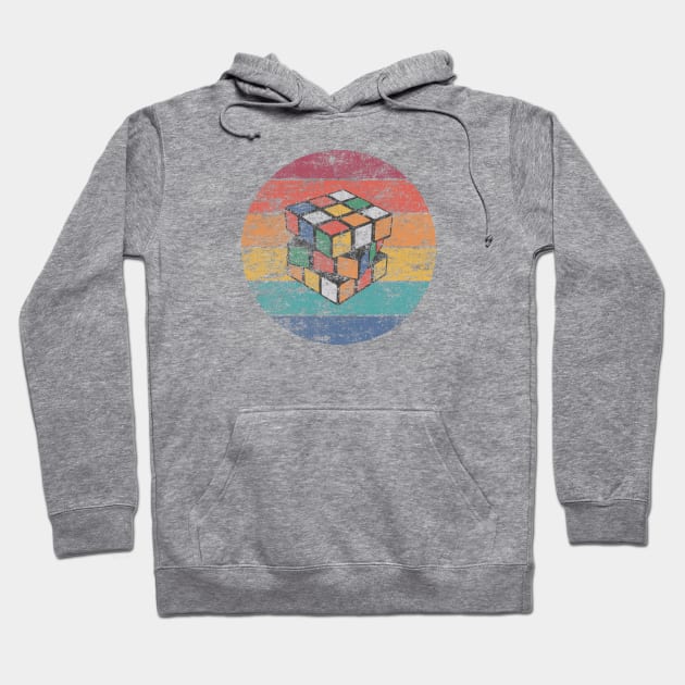 80s toys  Vintage Sunset Cube - Rubik's Cube Hoodie by Cool Cube Merch